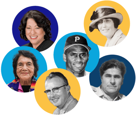 Photos of some of the famous hispanic figures.