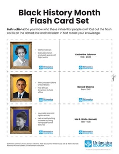 The first page of the card set with portraits and text.