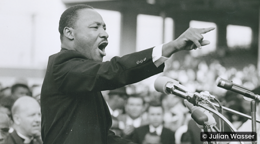 Martin Luther King, Jr. giving a speech.