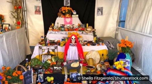An ofrenda at a Day of the Dead festival.