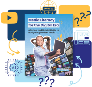 Image from the Media Literacy page with cover of e-Book.