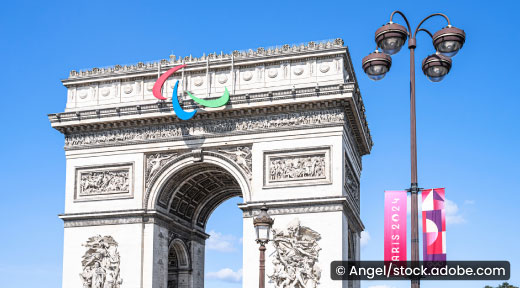 2024 Paris Olympics image of the Arc de Triomphe.