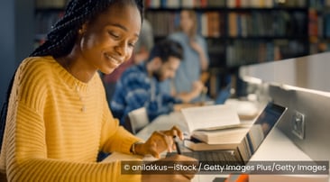 Person studying using a laptop