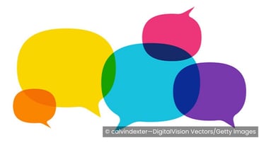 multicolored empty dialogue bubbles