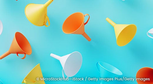 Graphic of many funnels.