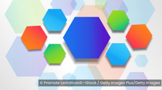 composite image of multicolor hexagons